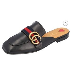 Gucci Black Leather Peyton Mules